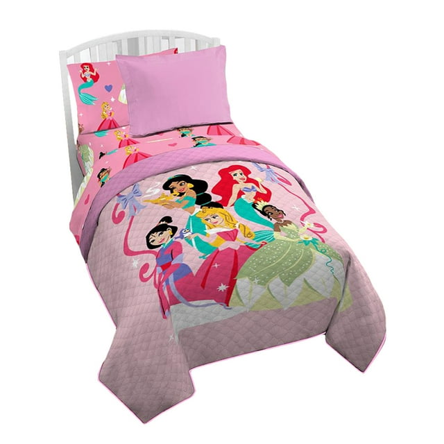 2pc Disney Princesses Quilt Throw Blanket Girls Bedding Set