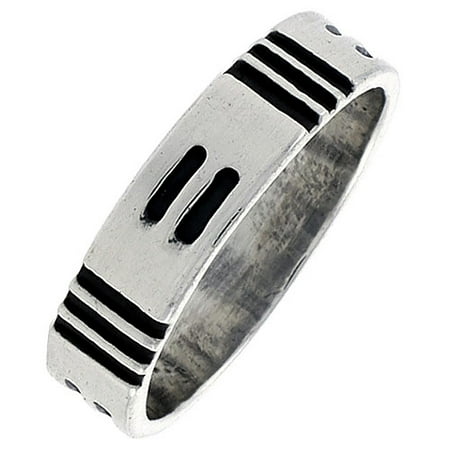 Sterling Silver Native American Design - Sterling Silver Native American Hopi Pattern Ring Southwestern Design Handmade 1/4 inch wide