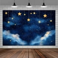 thumbnail image 2 of 8 x 6 ft Stars Backdrop Blue Night Galaxy Flash Starry Sky Cloud Themed Baby Children Kids Birthday Baby Shower Party Decor Banner Children Room Decor Newborn Portrait Backdrop, 2 of 5