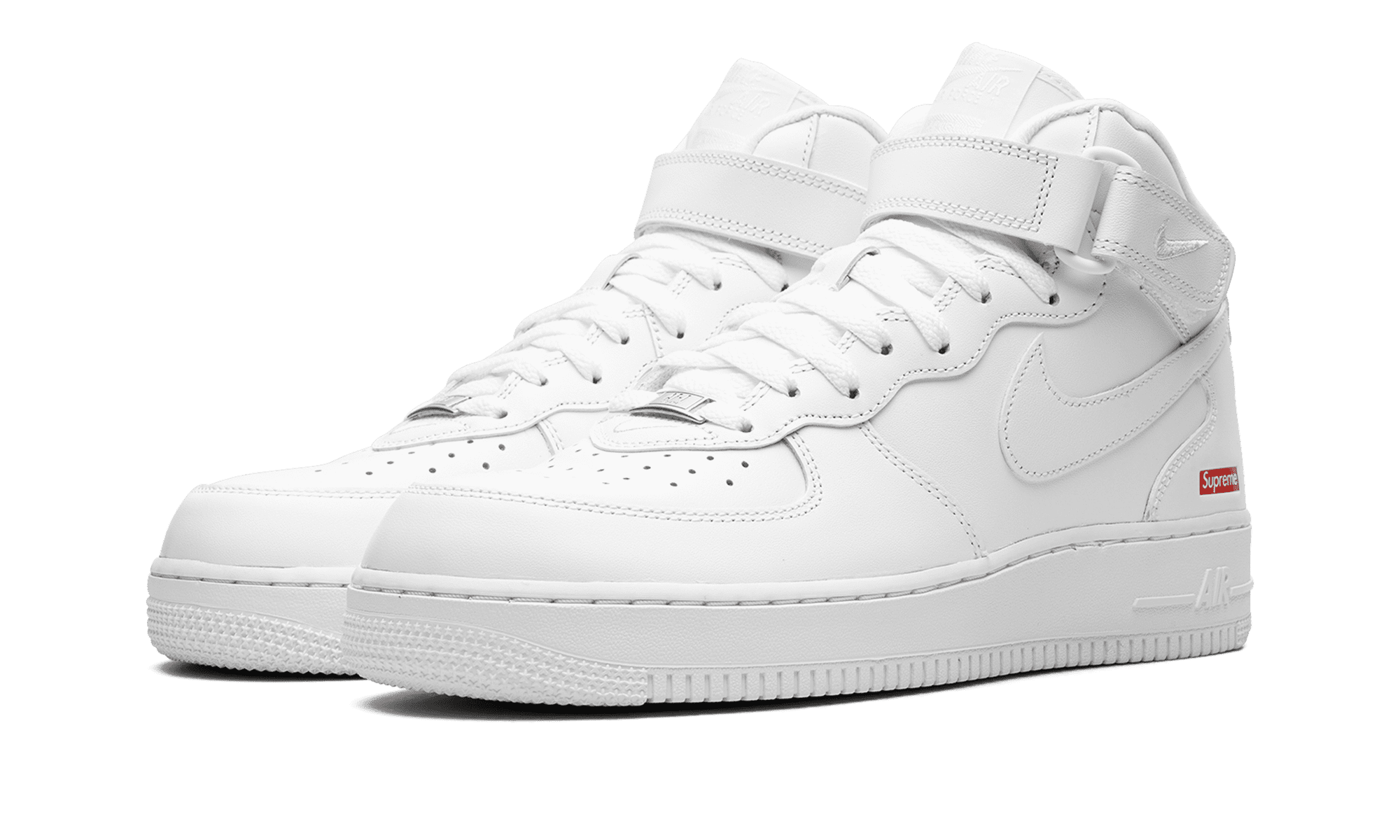 NIKE MENS Air Force 1 Mid "Supreme - Mini Box Logo White" FZ8784 100 from Stadium Goods