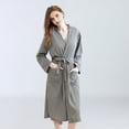 thumbnail image 1 of Cotton Waffle Robe，Couples Robes Long Kimono Bathrobe，Loungewear Dressing Gown Hotel Robe with Pockets, 1 of 5