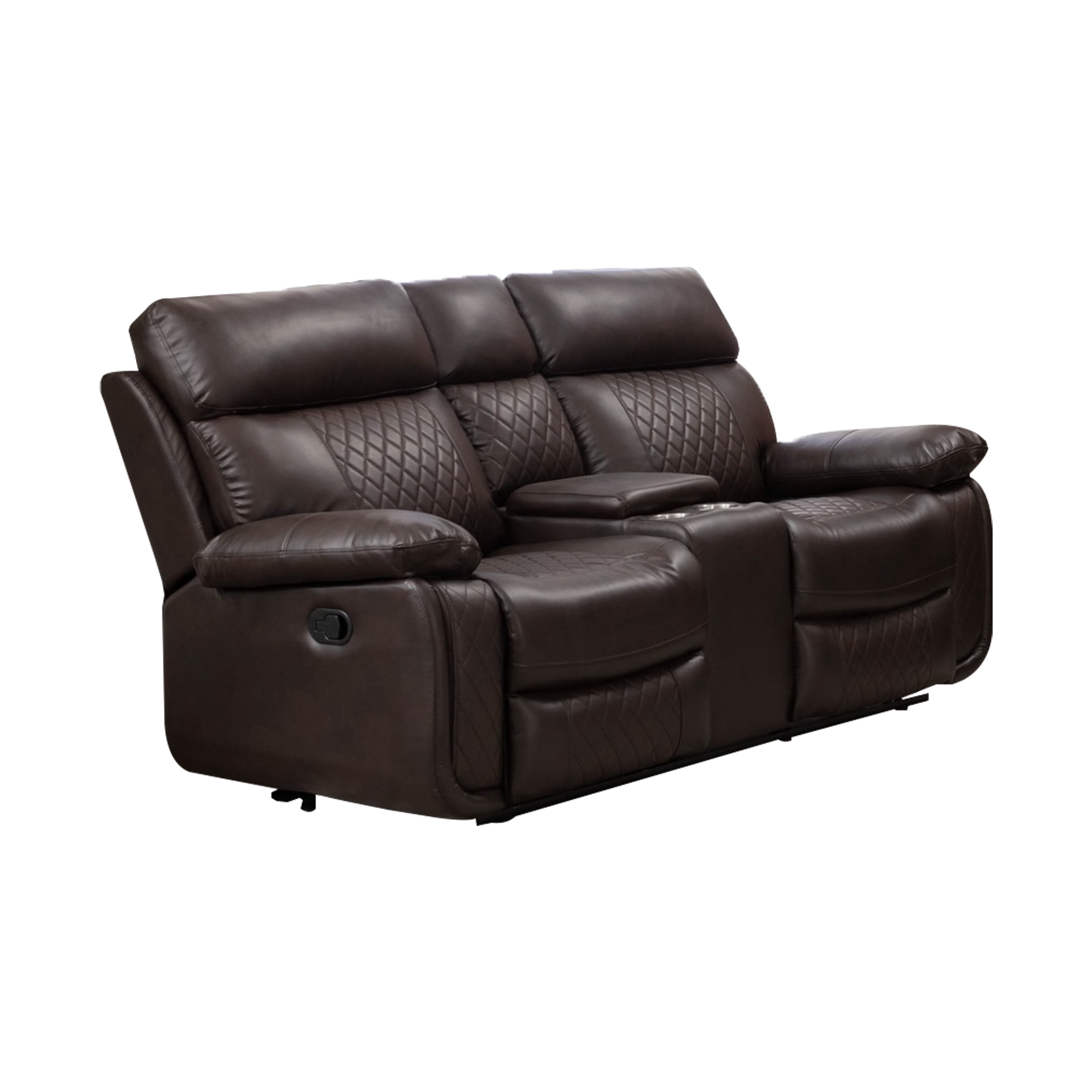 Contemporary 2-Piece Faux Leather Upholstered Living Room Sofa Set, Sofa & Loveseat, Brown