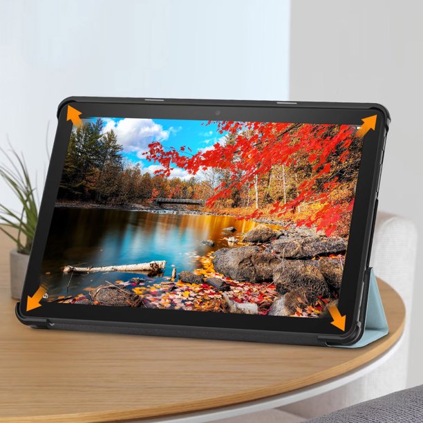 Funda delgada de cuero PU con soporte triple para encendido/apagado automático para Fire Tablet 10 2023