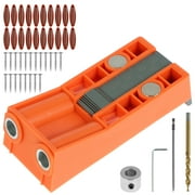 BUTORY 45Pcs Pocket Hole Jig Kit Adjustable High Precision Hole Drill Guide Portable Punch Locator DIY Joinery Work Woodworking Tool for Furniture Repair Maintenance