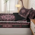 thumbnail image 5 of Homewish Vintage Boho Print Zipper Twin Comforter Sets with Fitted Sheet and 2 Pillowcases,Retro Flowers Zipper Bedding Set,Gray Pink,Black Reversible,4pcs, 5 of 8