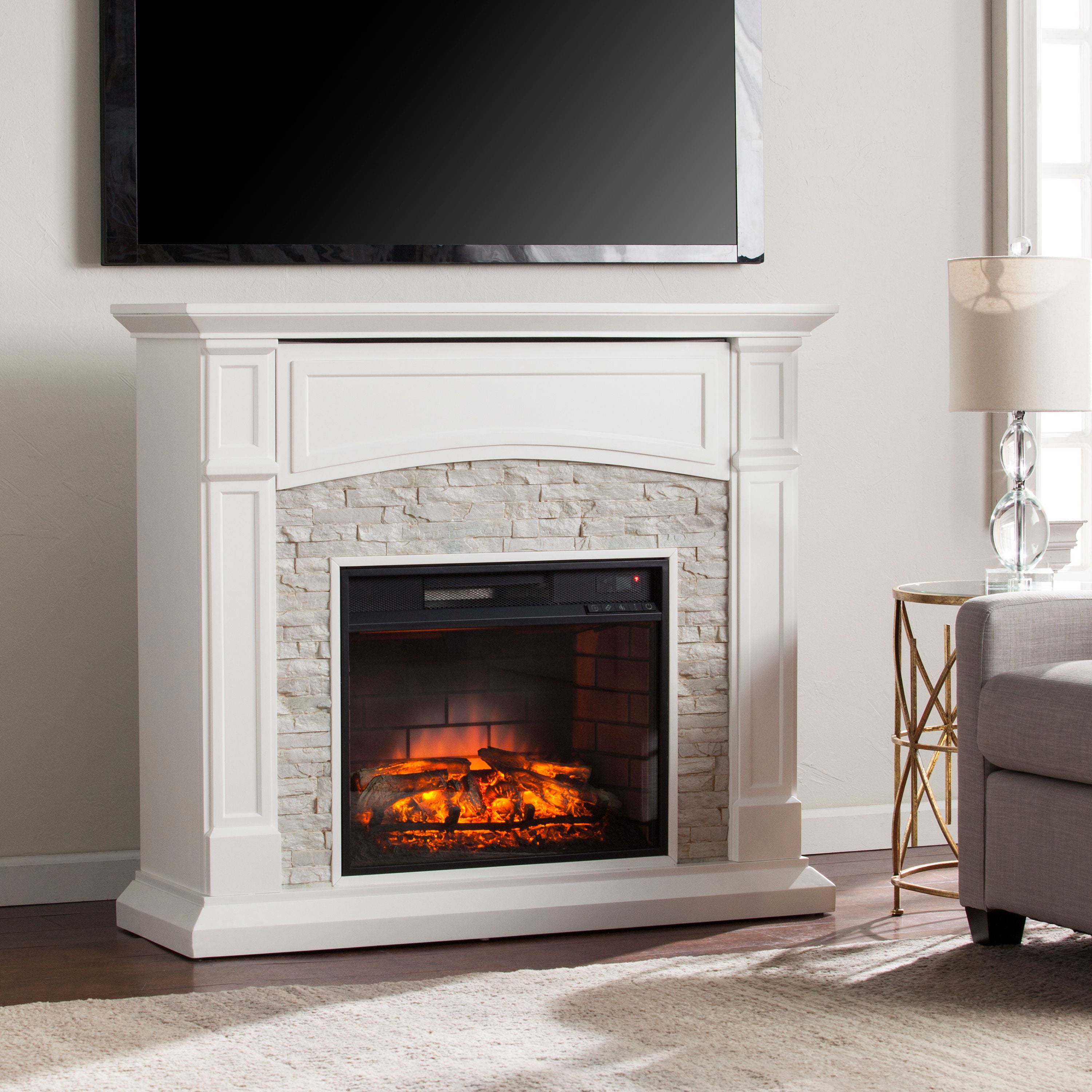 Sanstone Media Console with Infrared Fireplace, For TV's up to 45