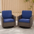 thumbnail image 3 of EAGLE PEAK Ocean Vista Set of 2 Patio Variated Brown All-weather PE Wicker 360-Degree Rocking Swivel Chairs with Extended Armrest, Blue Cushions, 3 of 10