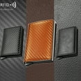 thumbnail image 3 of Notus Men’s Minimalist Aluminium Credit Debit Card Money Holder Ultra Metal RFID Blocking Real Carbon Fiber Pop up Card Wallet Minimalist Aluminium Credit Debit Card Money Holder Pattern-Orange, 3 of 6