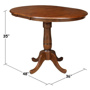 36" Round Top Pedestal Table with 12" Leaf, 34.9"H