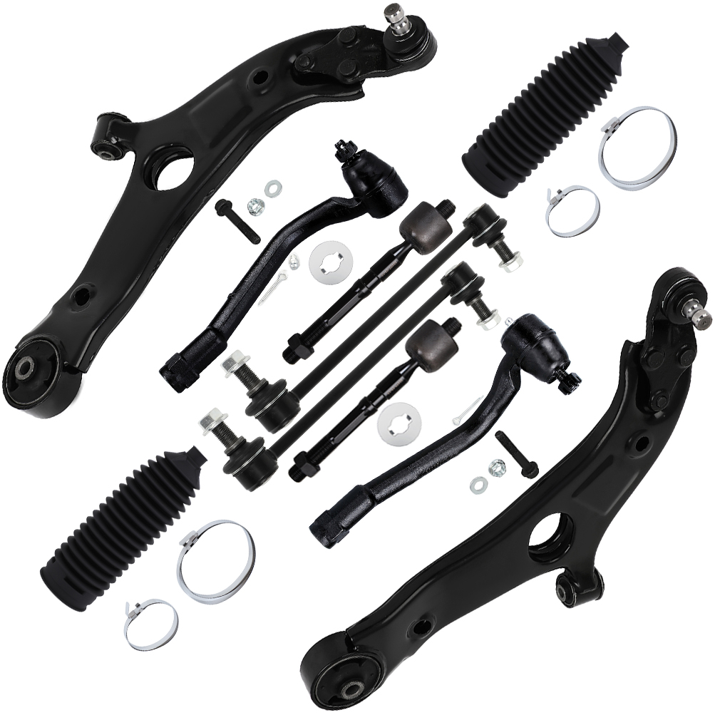 ECCPP - 10PCS Front Lower Control Arm w/Ball Joint Sway Bar Link Inner Outer Tie Rod w/Boot Compatible Fit 2012-2014 For Hyundai Azera Sonata 2011-2016 For Kia Optima Cadenza Suspension Kit
