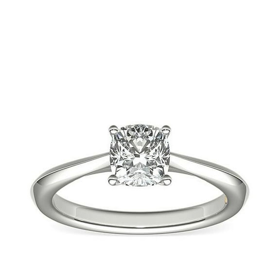 1.00 Carat Wonderful Solitiare Cushion Genuine Diamond Wedding Ring for Women Solid 14K White Gold Size 7