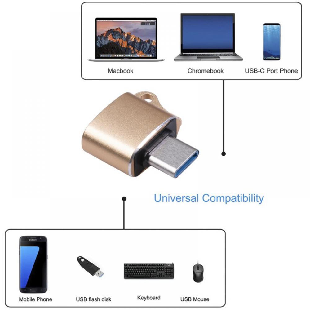 USB 3.0 to USB-C Adapters OTG Connector for Phones Laptops Tablets Silver 