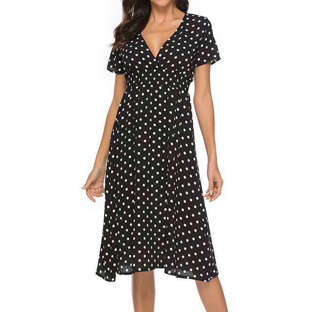 Vestidos Para Mujer Vestidos Midi Vestido Bohemio Estampado Erógeno Abrigo de Cadera Cuello en V Falda de Playa Vestido de Manga Corta Odeerbi ODB161945