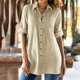 thumbnail image 2 of ZyeKqe Button down Shirts for Women 3/4 Sleeve Business Casual Tops Collared Loose Work Blouses, 2 of 8