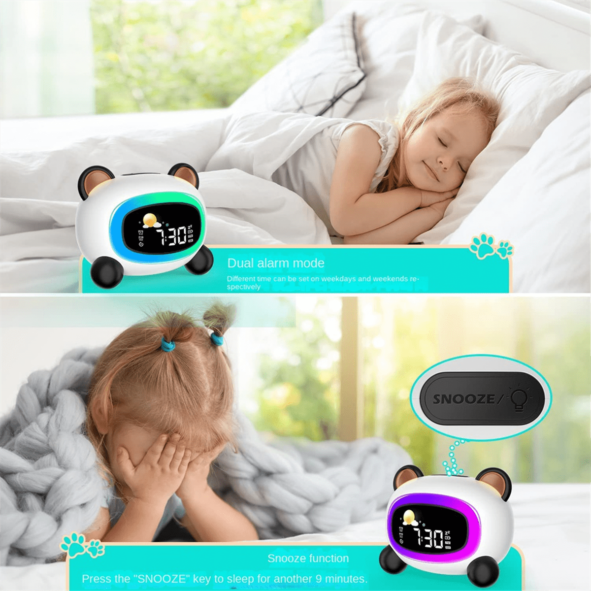OK to Wake Clock for Kids, Kids Alarm Clock with Sleep Training Night Light,for Kids and Toddlers, Kids Clock with Light,1 * Alarm Clock 1 * Charging Cable,White
