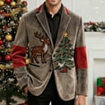 thumbnail image 5 of oelaio Christmas Blazer Men Holiday Corduroy Dinner Jackets Plus Size Sport Coats Xmas Santa Jacket Funny Outfits Party Suits Snowflake Print One Button Lapel Blazers with Pockets Gray S, 5 of 8