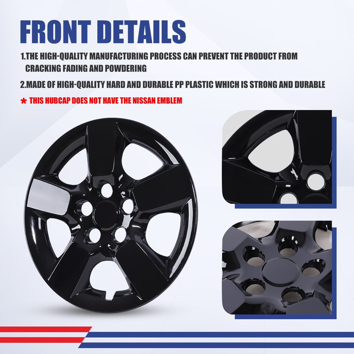 4 Pack 16" Hubcaps Wheel Rims Cover for 2008-2015 Nissan Rogue/Rogue Select Compatible with Steel Wheels Snap on Installation PP Material,Black Lacquer