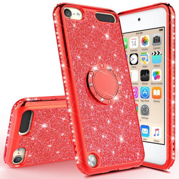 Galaxy Wireless Usa Iphone 8 Plus Case,iphone 7 Plus Case, Glitter Phone Case Ring Kickstand Bling Diamond Rhinestone Clear Pink Bumper Sparkly Girls