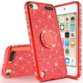 thumbnail image 2 of iPhone 7 Plus Case, iPhone 8 Plus Case, Glitter Cute Phone Case Girls with Kickstand, Bling Diamond Rhinestone Bumper Ring Stand Protective Pink iPhone 7 Plus/ 8 Plus Case for Girl Women - Red, 2 of 6