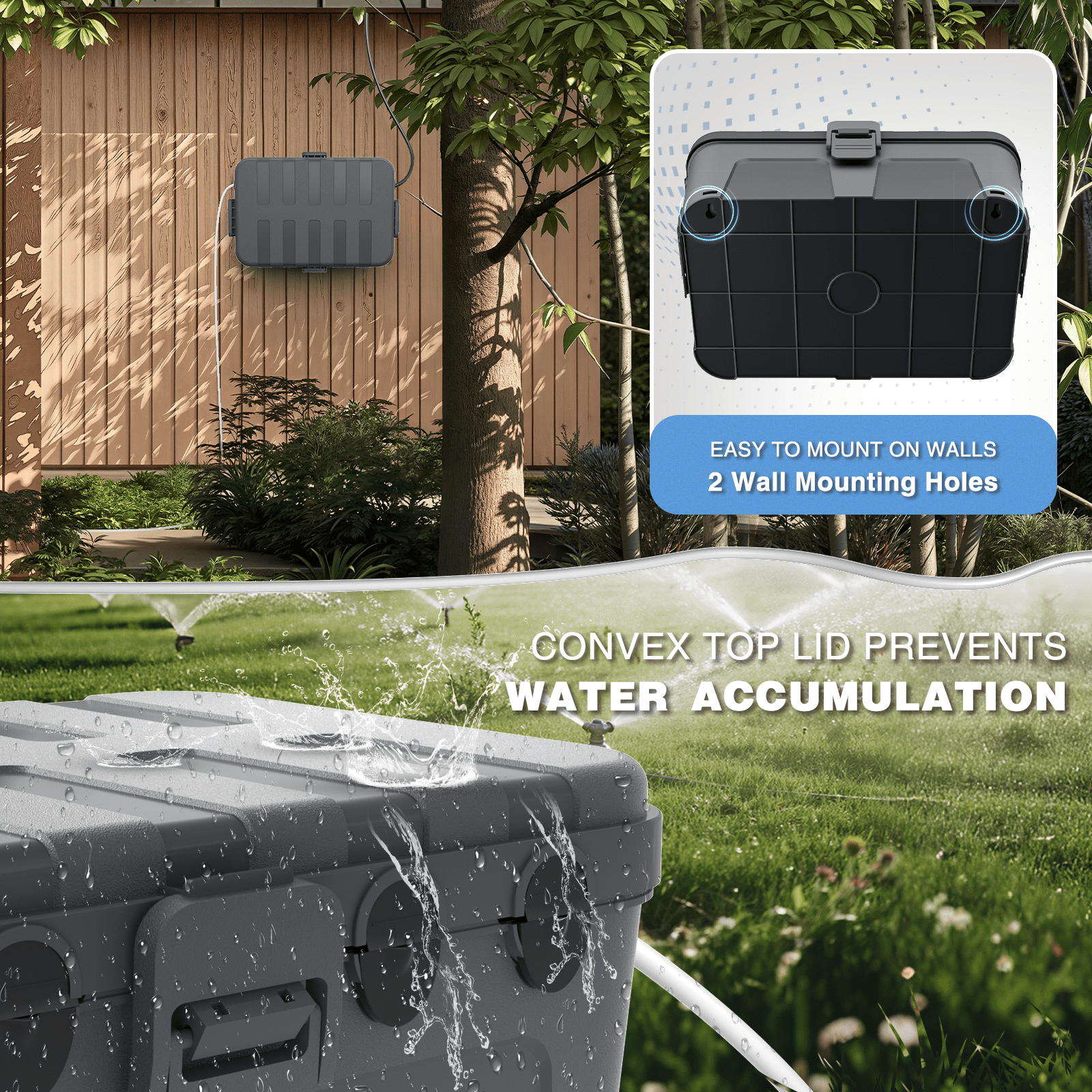 Restmo IP54 Waterproof Electrical Box, Outdoor Plug Cover Weatherproof,Heavy Duty Rectangle Plastic Extra Large , Gray