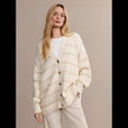 thumbnail image 4 of Suéter Cárdigan Extragrande para Mujer, 100% Algodón, Moda de Otoño 2025, Cuello en V, Tejido con Botones Delanteros, Tops Casuales de Moda Beige M, 4 of 6