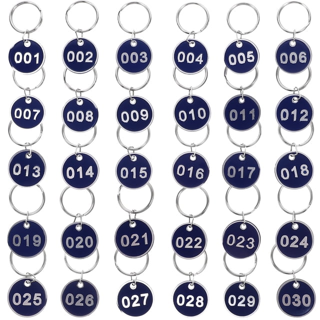 MOVTOTOP 30 Pcs Étiquettes Rondes de Numéro Marquage Étiquettes de Numéro Porte-Clés Étiquettes de Numéro pour Identification