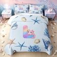 thumbnail image 2 of meiyoeat Axolotl Rainbow Letter L Twin Quilt Set for Girls, Kawaii Ocean Sea Life Twin Coverlet Set, Blue, 2-Piece, 1 Comforter and 1 Pillowcase, 2 of 7