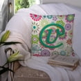 thumbnail image 3 of Letter V Flowers Pink Teal Green Initial Fabric Decorative Pillow, 3 of 4