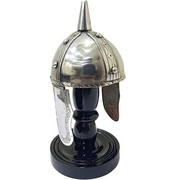 THOR INSTRUMENTS Handcrafted Viking-style Mini Helmet in Polished Steel Viking Armor Mini Norman Helmet W/Stand Rustic Vintage Home Decor Gifts