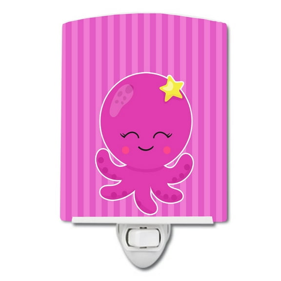 Caroline's Treasures BB8906CNL Nautical Pink Octopus #2 Ceramic Night Light, 6x4x3", multicolor