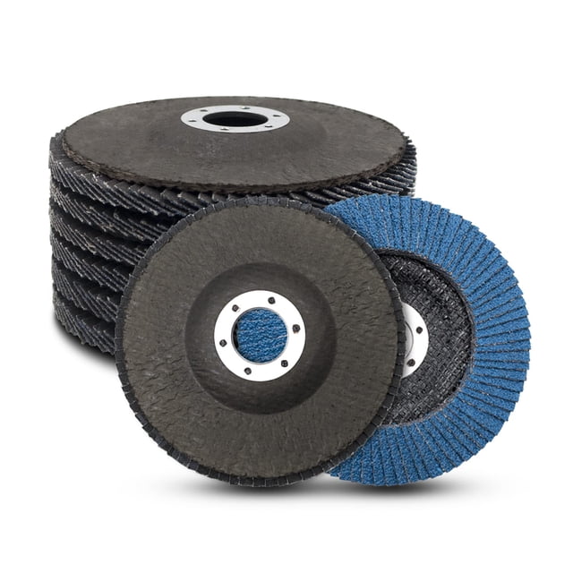 Juego de 8 discos de lija de láminas de 125 mm, discos de láminas de grano 40/60/80/120, discos de lija para eliminar desbarbado, pulido, acabado de óxido, azul