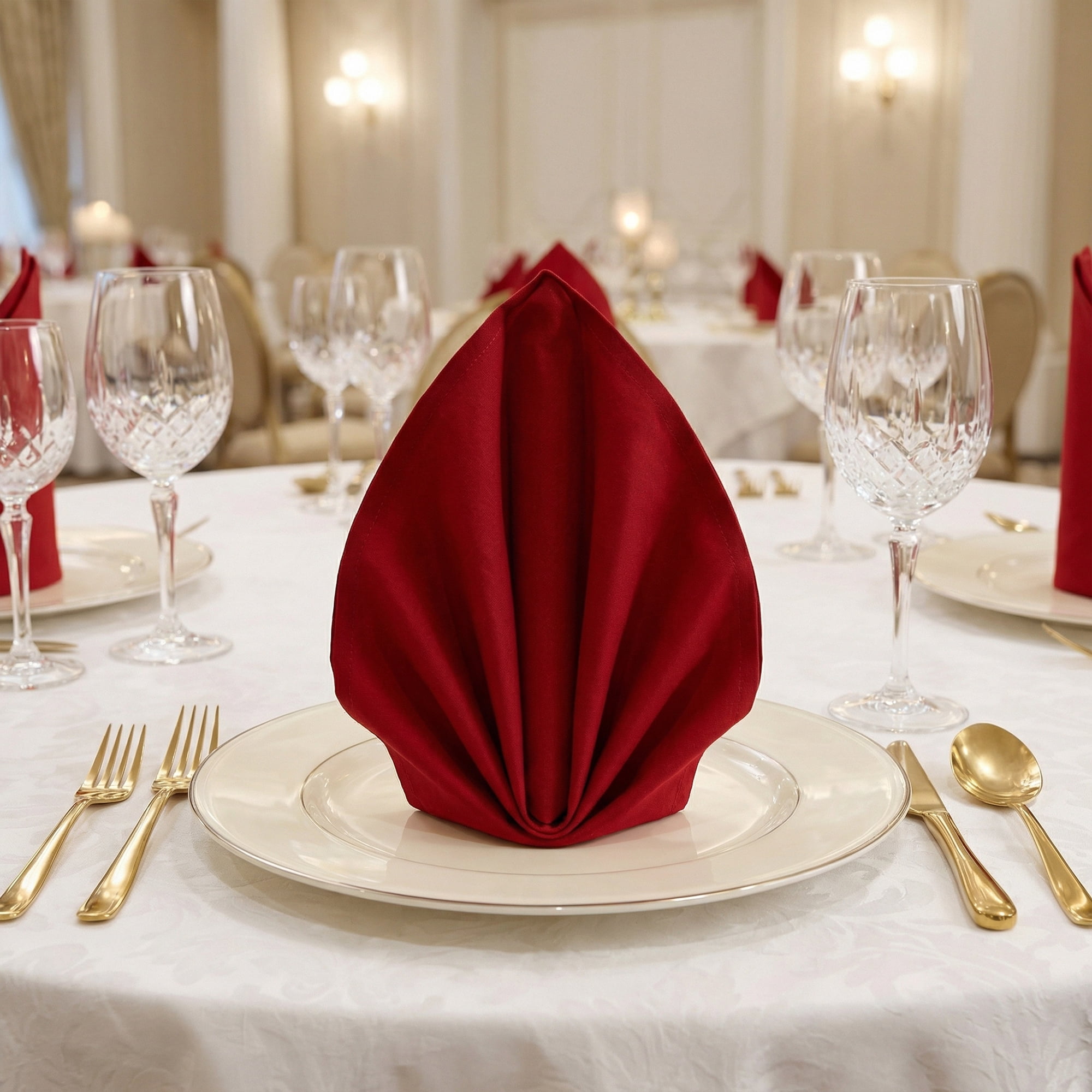 Unique Bargains 12Pcs  Washable Reusable Party Cloth Napkins Burgundy 17x17inch