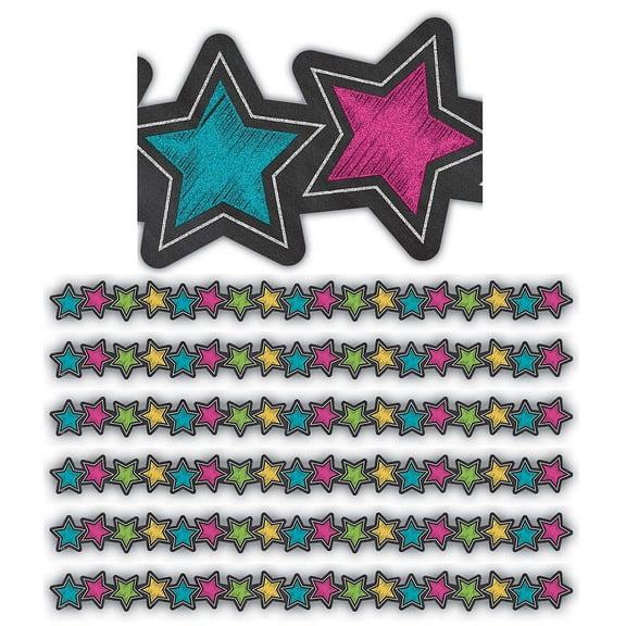 Teacher Created Resources Chalkboard Brights Stars Die-Cut Border Trim, 35 Feet Per Pack, 6 Packs