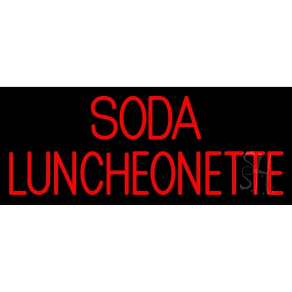 Soda Luncheonette LED Neon Sign 13 x 32 - inches, Black Square Cut Acrylic Backing, with Dimmer - Bright and Premium built indoor LED Neon Sign for restaurant window and interior decor.