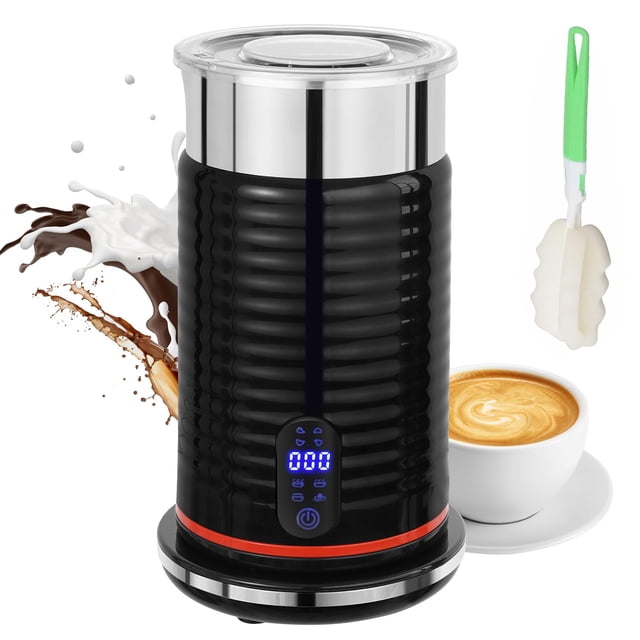 DASHLINE Espumadores de Leche Eléctrico 4 en 1, Vaporizador de Leche Automática (400W,355ML), Fabricante de Espuma Caliente y Fría para Leche Caliente,Café,
