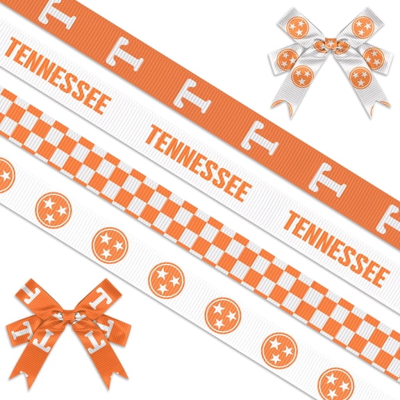 Hying 4Rolls Tennessee Ribbons for Crafting,3/8" Width Grosgrain Ribbon Buffalo Plaid Ribbon