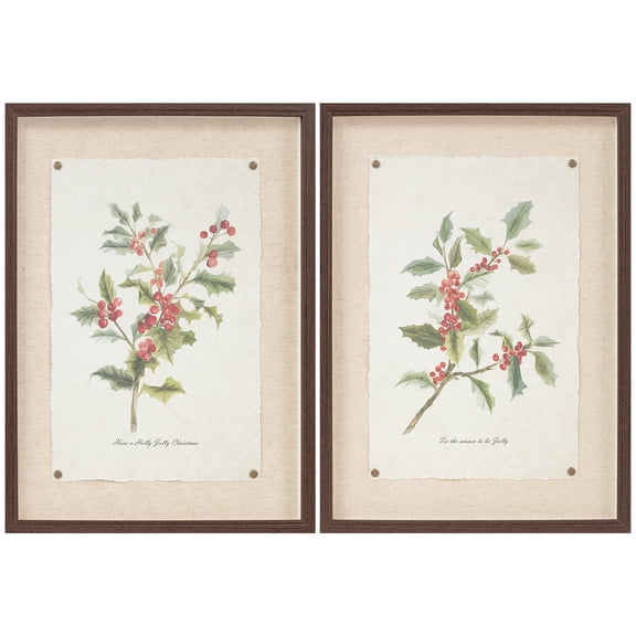 My Texas House Jolly Holly Branch Framed Holiday Wall Art 18x24