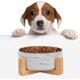 thumbnail image 3 of Cuenco redondo de cerámica para perros y gatos con soporte de madera, soporte de agua de cerámica duradero para mascotas, cuenco para perros con soporte, (mármol grande 20 cm), 3 of 5