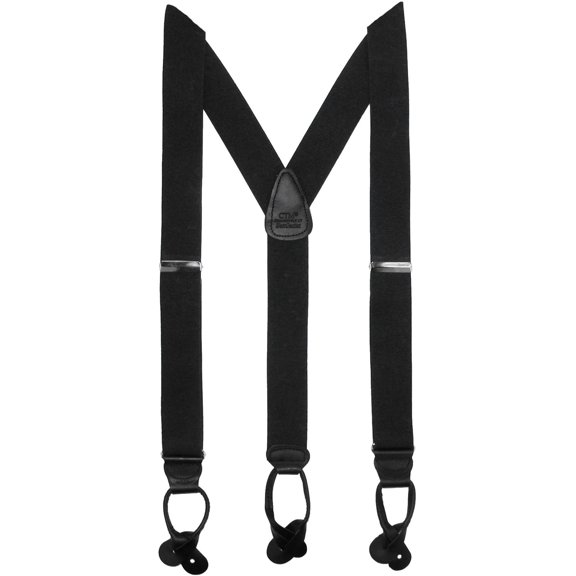 CTM Elastic Button End Dress Suspenders with Silver Hardware (Men)