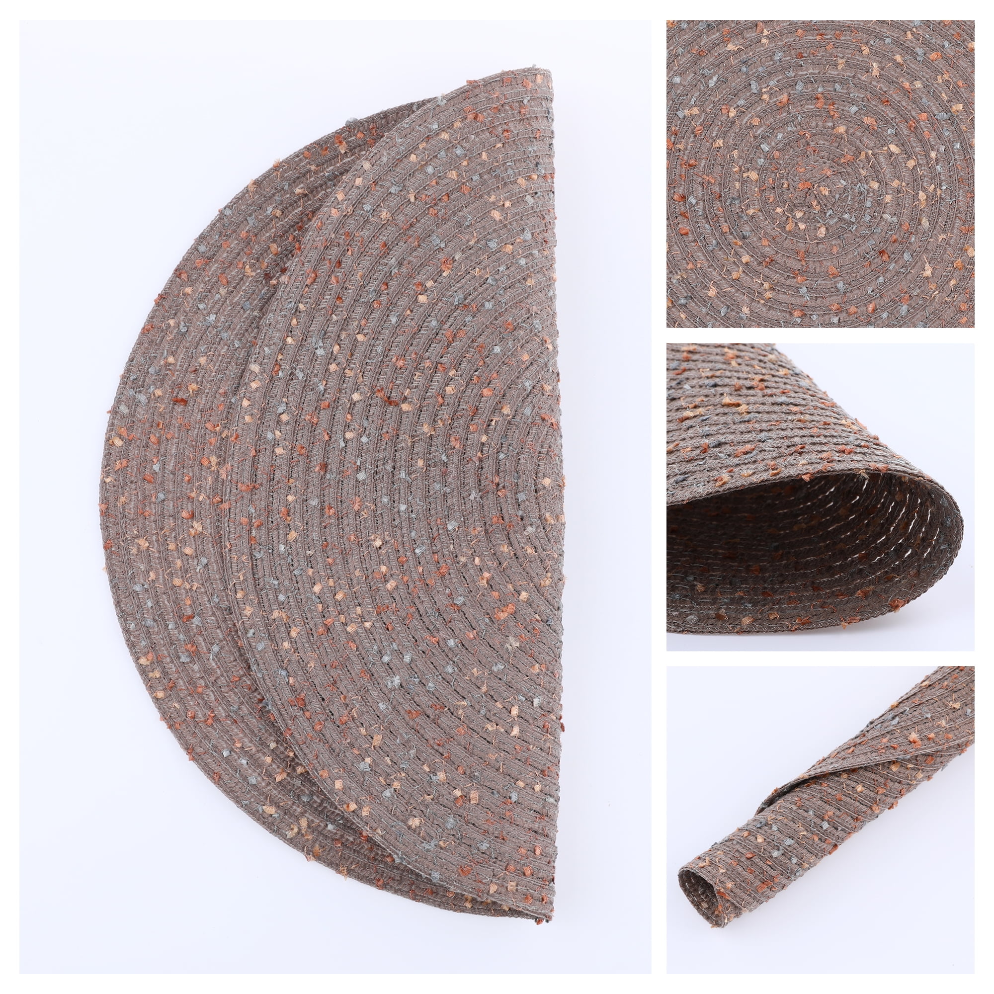 Unique Bargains Rustic Set of 6 Round Placemats for Dining Table Decor Coffee
