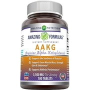 Amazing Formulas AAKG Arginine Alpha-Ketoglutarate 3500 Mg Per Serving, 180 Tablets (Non-GMO)