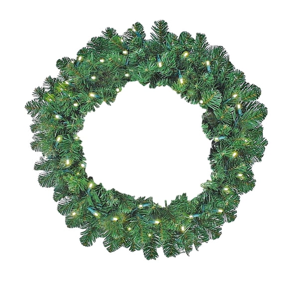 Novelty Lights 48″ Lighted Colorado Pine Wreath, Lush Pre-Lit Holiday Decor with 140 Warm White LEDs and 350 Flame-Retardant PVC Tips, UL-Listed