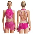 thumbnail image 5 of vastwit Women's Tassels Latin Dance Costume Ballroom Dance Dancewear Salsa Jazz Dance Dress Bodysuit Tops Hot Pink XS, 5 of 6