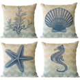 thumbnail image 1 of Fundas de Almohada de playa YONGSHENG Paquete de 4 fundas de Almohada náuticas de lino y algodón 18.0 x 18.0 in, 1 of 5