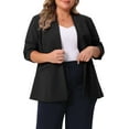 thumbnail image 5 of Agnes Orinda Women's Plus Size Blazer Button Down Collarless Long Sleeve Business Casual Jacket with Pockets 1X Black, 5 of 7