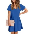 thumbnail image 5 of AherBiu Summer Dresses for Women Casual Loose Fitting V Neck Short Sleeve Tshirt Tunic Dress with Pockets, 5 of 6