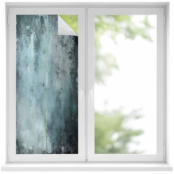 Graffiti Effects Modern Art Window Privacy Film Vintage Teal Watercolor Decorative Glass Window Film UV Blocking Static Cling Non-Adhesive Sticker Covering for Home Door 19.6 x 39.3 inches