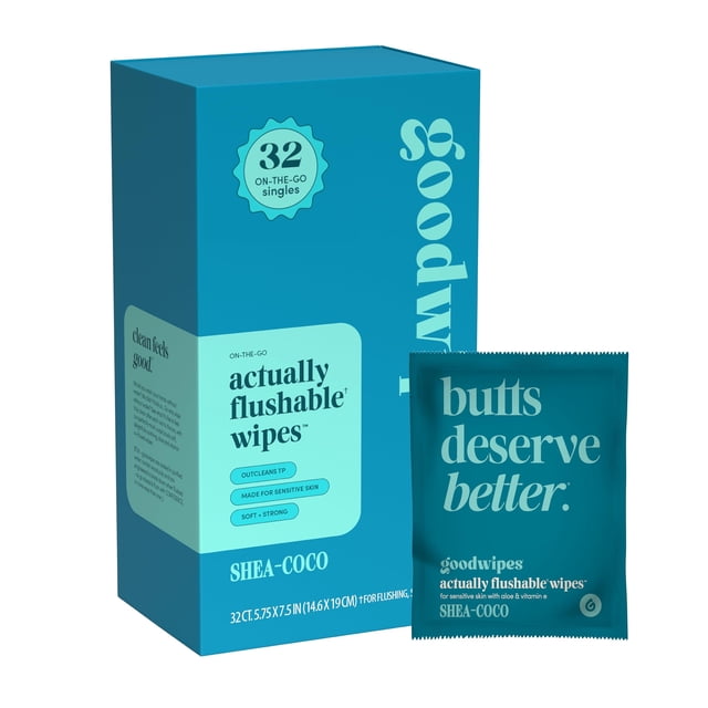 Toallitas húmedas desechables goodwipes Shea-Coco 32 unidades para viaje