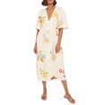 thumbnail image 2 of Yunliwuli Women's Summer Loose Dress LetterFloral Print Half Sleeve V-Neck Button Down Long Dress, 2 of 10