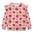 thumbnail image 5 of Yuyamidu Girls Ladybug Sweatshirt Size 7-8 Pink Crewneck Graphic Sweatshirts Ruffle Shoulder Tops Casual Lightweight Everyday Clothes Long Sleeve Workout Pullover, 5 of 8